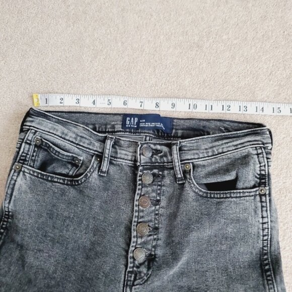 Gap High Rise Button Fly Retro Vintage Slim Straight Grey Jeans 28 - Picture 7 of 10